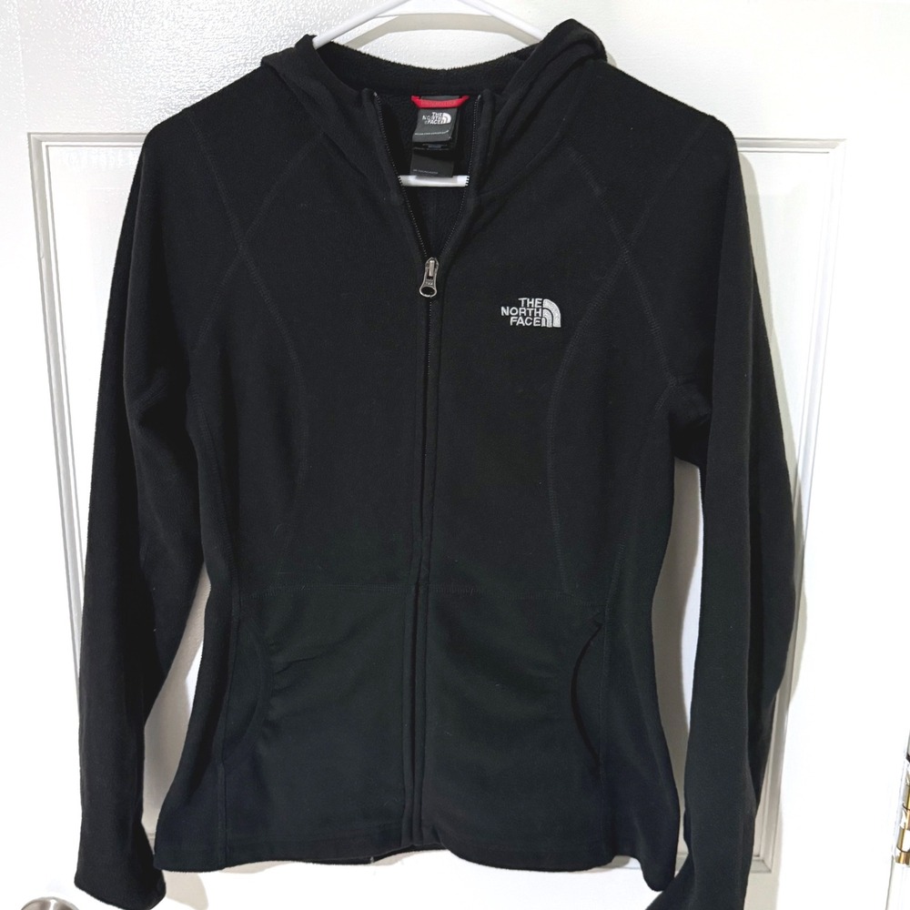 The North Face Womens Black Full Zip Fleece Hoodie TKA 100 Small Thumbholes
